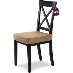 SCHEFFLER-Home Chair Cover Marie/Beige Chair Cover Set of 4 Elastic Chair Covers with Stain Protection / Water-Repellent Seat Cover Dining Room Chair / Chair Covers Beige Stretch as Elegant Seat