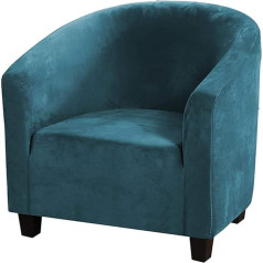 Soft Velvet Bucket Chair Cover, High Stretch Soft Club Chair Slipcovers Armchair Slipcovers for Dining Room Living Room Internet Cafe Bar Office Reception (Peacock Blue)