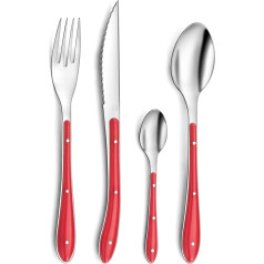 Amefa Bistro 1-2-3 – Set of Cutlery, 24 Pieces, Stainless Steel 9 x 9 x 24 cm red