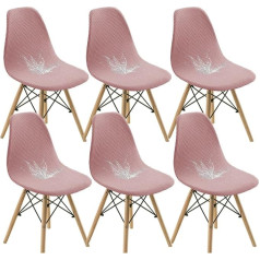 Bestenrose Shell Dining Room Chair Cover Jacquard Stretch Armrest Protectors Removable Washable Chair Covers for Kitchen Banquet Home Hotel Side Chairs Protective Cover Seat Cover (Set of 6, Pink)