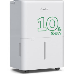 Kresico Dehumidifier 12 L/day, electric dehumidifier suitable for 120 m³/25 m², dehumidifier with 1 m drain hose, 190 W energy-saving dehumidifier, timer