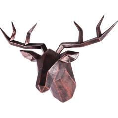 XYQXYQ Copper Deer Head Wall Decor Resin Animal Head Sculpture Gold Accent Deer Wall Art Modern Antlers Wall Hanging Decorative Deer Head for Living Room Bedroom Office