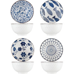 TuYines Cereal Bowl Set, Porcelain Dessert Bowls, Soup Bowls, Dessert Bowls, Ceramic Rice Bowls, 12cm, Serving Bowls for Rice, Ice Cream, Soup, Breakfast, Pasta, Microwave and
