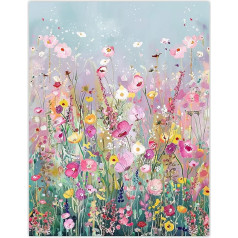 Artery8 Delicate Wildflower Field Floral Painting Living Room Large Wall Art Poster Print Thick Paper 18 x 24 Inches