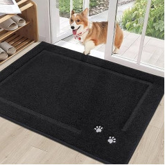 BEQHAUSE Doormat 80 x 120 cm, Absorbent Indoor Door Mat, Non-Slip Dirt Trapper Mat, Indoor Carpet Entrance Area for Dog, Indoor, Front Door, Hallway, Black