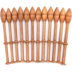 Pssopp Pack of 12 Lace Spools Wooden Bobbins Wood Weaving Tools Antique Wood Shuttles Weaving Tools Accessories for Knitting Crafts Bobbins