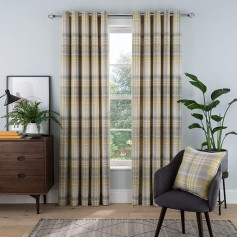 Sleepdown Woven Brushed Check Eyelet Lined Curtains for Bedroom Living Room 66