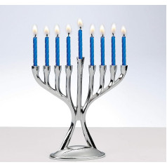 Rite Lite Menorah Chanukah Candles Modern Polished Silver Tone 11.4cm High
