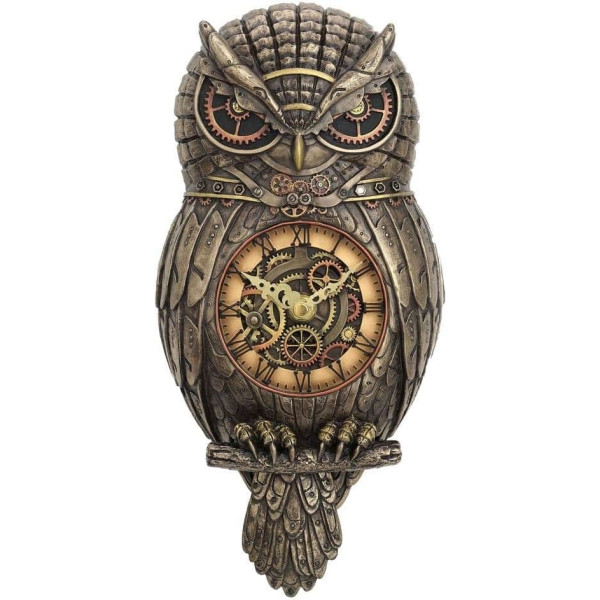 Nemesis Now Chronology Wisdom Steampunk Owl Wall Clock