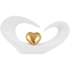 QBMYCN Ceramic Heart Sculpture, Decorative Heart Art Statue, Modern Home Decor, Table Decoration for Living Room, Dining Room, Office, Centerpiece