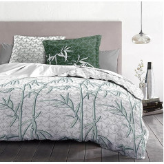 Home Linge Passion Duvet Cover - 3 Piece | 100% Cotton - 57 Threads/cm² | Double - 240 x 260 cm | Ondin White Green