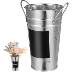 Happyyami Metal Flower Vase Vintage Flower Barrel Hydroponics Flower Container with Blackboard for Florist Flower Shop Garden Park