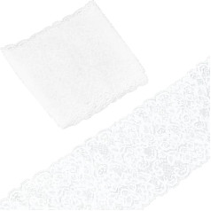 GORGECRAFT 4,57 m weißes, elastisches Spitzenband, florales Spitzenband, bestickte Einfassung, Stretch-Tüllstoff für Heimwerker, Nähen, Basteln, Hochzeitskleid, Verzierungen, Blumensträuße