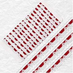 Hahafelt 9,1 m weiße Schleife Spitzenborte rotes Spitzenband ideal für DIY Handwerk Verpackung Rüschen Nähzubehör Handwerk für Kostüm Hut Fotorahmen Dekoration