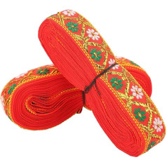 Embroidered Lace Gift Decoration Elegant 2.5cm Long Ribbon Decorative Bag Long Trim Traditional Lace (Red)