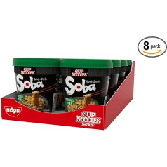 ‎Soba Nissin Cup Noodles Soba Cup - Teriyaki, Pack of 8, Japanese Style Instant Noodles with Teriyaki Sauce and Vegetables, Quick Prepared in Cup, Asian Food (8 x 90 g)