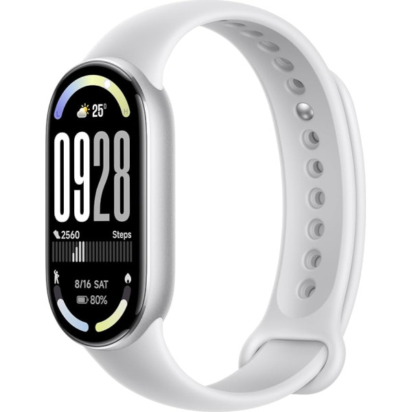 Xiaomi Smart Band 10-1.72 AMOLED Display with 1500 Nits, Sleep and Heart Rate Monitor, 5ATM Waterproof, 21 Days Battery Life, 60 Hz Update Frequency, 150+ Modes (Glacier Silver)