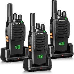 Retevis H777H Walkie Talkie Set of 3 with Display, PMR Radio, Licence-Free, VOX Professional Walkie Talkie with Charging Cradle, Robust Radios Set TYP-C, Emergency Radio for Families, Camping (Black