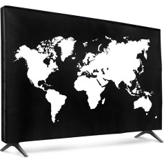 kwmobile 43 Inch TV Case - Indoor TV Screen Protector Cover - TV Screen Dust Cover - Travel Outline White Black