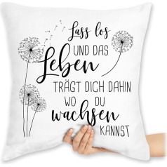 Cushion 40 x 40 cm Decorative Cushion – Statement with Sayings – Lass los Dandelions – Black – 40 x 40 cm – White – Sayings Dandelion Sayings Happy New Year Funny Fabric Bag Funny