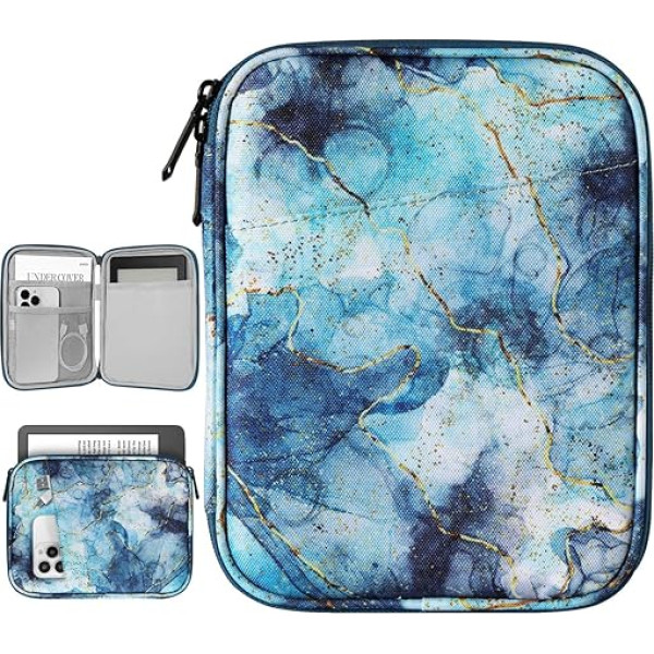 Vinabilia 6-7 Inch Sleeve Case for 7 Inch Kindle Paperwhite and Kindle Colorsoft Signature Edition, 6 Inch Kindle 11th Gen, 6.8 Inch Kindle Paperwhite, Kindle Oasis E-Reader, Marble Blue
