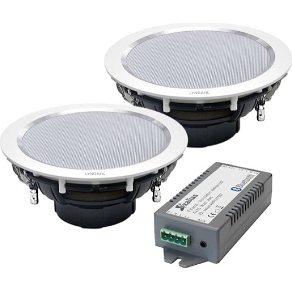 zalias Lyndahl CS195ST Stereo Built-In Speakers White Set with Bluetooth Amplifier AMP4X15BT for Installation in Ceilings and Drywall Installation with One or Two Stereo Speakers with 2 Speakers