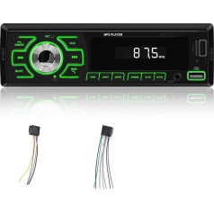 1DIN Car Radio with Bluetooth - 1 DIN Radio with Hands-Free System, USB, App Control, TF Card, AUX Audio, FM + Remote Control