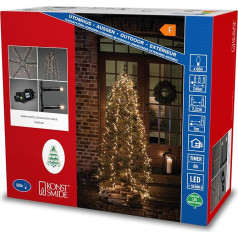 Konstsmide Micro LED Compactlights Tree Jacket with Ring, 6 Strands of 110 Diodes, 8 Hours Timer, 660 Warm White Diodes, 30 V Outdoor Transformer (IP44), 6 W, Black Cable - 6650-100, Black