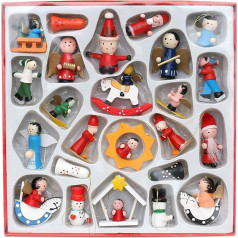 Dekohelden24 Beautiful Wooden Tree Decorations Set of 24, Approx. 3-6 cm