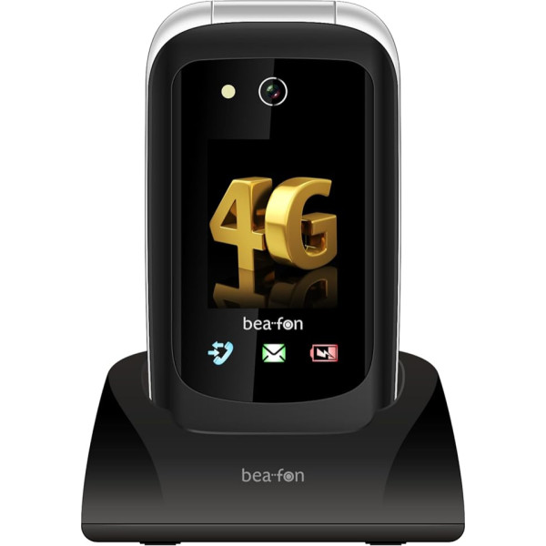Beafon, SL720i, Silver Line, Folding Mobile Phone, 4G, Button Phone, Senior Mobile Phone with Emergency Button and Safety Zone, XXL 2.8 Inch (7.11 cm) Colour Display, Hearing Aid Compatible (T4/M4),