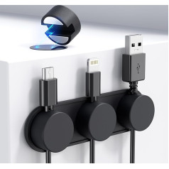 Maveek Magnetischer Kabelhalter, 4 Stück, magnetische Kabelhalter-Clips, selbstklebende Kabel-Management-Kabel-Clips, Kabel-Organizer, Kabel-Ordnungs-Clips für Desktop, Büro, Zuhause, Auto (schwarz)