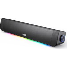 Inwa Computer Speaker, Soundbar for PC, Wired and Battery Operated, Wireless Soundbar with Built-in FM Radio Function, Supports Bluetooth/Input 3.5mm/USB Drive Flash
