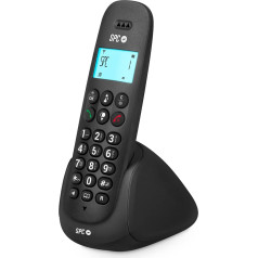 SPC Art - Cordless Landline Telephone with Illuminated Display, Caller ID, Handsfree, Phonebook, Mute Mode, Gap Compatibility and ECO Mode - Black