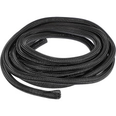 QUARKZMAN 20 Ft - 5/8 Inch Split Sleeving, Braided Cable Coating, PET Cable Management, Wire Tube Cable Protection, Wire Wrap Hose for Office and Home Devices, Black