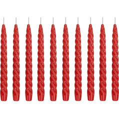 Ebersbacher Kerzenfabrik GmbH Renaissance Taper Candles Twisted Red Pack of 10 Size Approx. 22 x 250 mm Individually in Foil