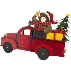 H&H Furgoncino in Legno, Decoro Natalizio, 63 x 3 x 41 cm, Addobbo, Festività, Natale, Arredo Casa, Multicoloured