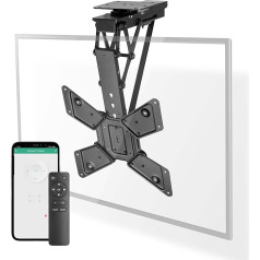 Motorised TV Ceiling Mount 23-65 Inches Maximum Support Screen Weight: 30 kg Rotatable Tilting Minimum Distance from Ceiling: 140 mm Remote Controlled Steel Black