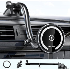 MAGJIEYX für MagSafe Autohalterung Ladegerät, 15W Magnet Auto Handyhalter mit Ladefunktion für iPhone 16/15/14/13/12 Serie, 3 in 1 Lüftung/Dashboard/Windschutzscheibe Kabelloses KfZ Halter