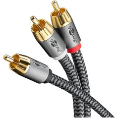 goobay 65303 RCA Y-Cable 10 m / Mono to Stereo Digital Coaxial Cable / Gold-Plated Connectors / Audio Cable RCA Male to 2x RCA Male