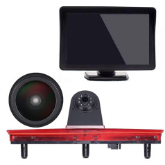 With black rear cover: car brake light reversing camera replacement for VW T5 Bus Transporter Multivan Caravelle (angle and distance adjustable) (18 mm camera + 4.3 inch TFT LCD monitor)