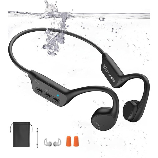 sayrelances Headphones Swimming Bone Sound Headphones Bluetooth 32G Memory, IPX8 Waterproof, Bluetooth 5.3, Underwater Headphones with MP3 Player for Swimming