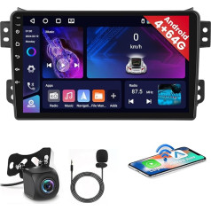 [4+64GB] Hikity 2 DIN Android Car Radio for Suzuki Splash Ritz, Opel Agila 2004-2014 Wireless Carplay Android Car, 9 Inch Screen Bluetooth Car Radio Navigation Reversing Camera WiFi FM RDS Radio SWC