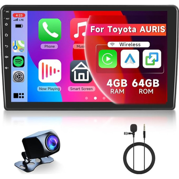 Hodozzy 8 Core 4G + 64G Car Radio for Toyota Auris 2006-2011 Android 10.1 Inch IPS Touchscreen GPS Navigation iOS Carplay Android Car Mirror Link Radio Bluetooth DSP, WiFi, FM RDS, Camera