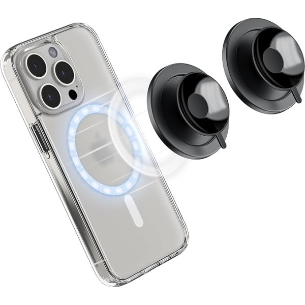 Silicone Suction Cup Mobile Phone Case, MagSafe Holder for iPhone 16, 15, 14, 13, 12, Magnetic Mobile Phone Suction Cup, Hands-Free Mobile Phone Holder for Mirror, Glass, TikTok Creator, Videos, Gym