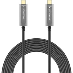 phoossno USB C to C Fibre Optic Cable USB 3.1 Type C Cable 15 m 10 Gbps Compatible with Microsoft Azure Logitech Camera Aver & Vaddio or Barco ClickShare Touch Screen Kinect Intel RealSense