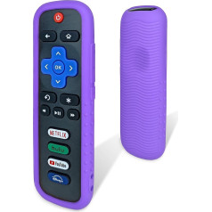 Case for Roku Remote Control - Environmentally Friendly Silicone Material Drop-Proof Dustproof Washable Compatible with Most Models of Roku Voice Remote Skin, Roku TV Remote Case (Purple)