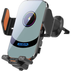 Car Phone Holder, Wireless Charger, 15W Super Fast Charging Wireless Car Charger Phone Holder Auto Clamp Wireless Charger for iPhone 16 15 14 13 12 11