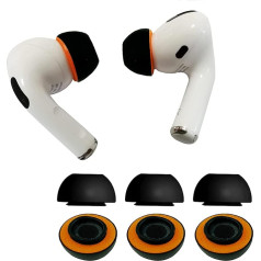 KASOTT Upgraded Memory Foam Earplugs for AirPods Pro 1st and 2nd Generation, Comfortable Foam Earplugs, Better Noise Cancellation, 3 Pairs Replacement Tips (Black, Large)