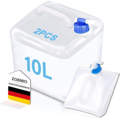 ZOBMIO 2er Set Wasserkanister, Wasserkanister mit Hahn 10 Liter, Wasserkanister Faltbar mit Tragegriff, Wasserkanister Camping für Outdoor, Wandern Notfall Überlebens Kit