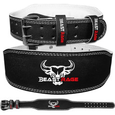 BEAST RAGE Weight Lifting Belt Leather Heavy Duty Gym Bodybuilding Workout Training Weight Lifting Belt 10 Adjustable Holes 4